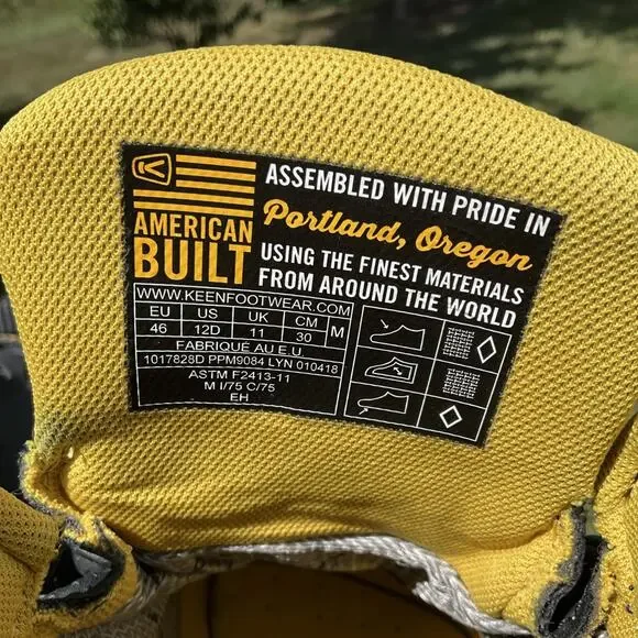 KEEN Utility Work Boots Men 12 Steel Toe Waterproof Gray Yellow EH ASTM USA made